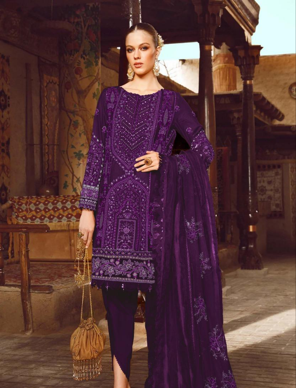 3 Pcs women's Unstitched suit