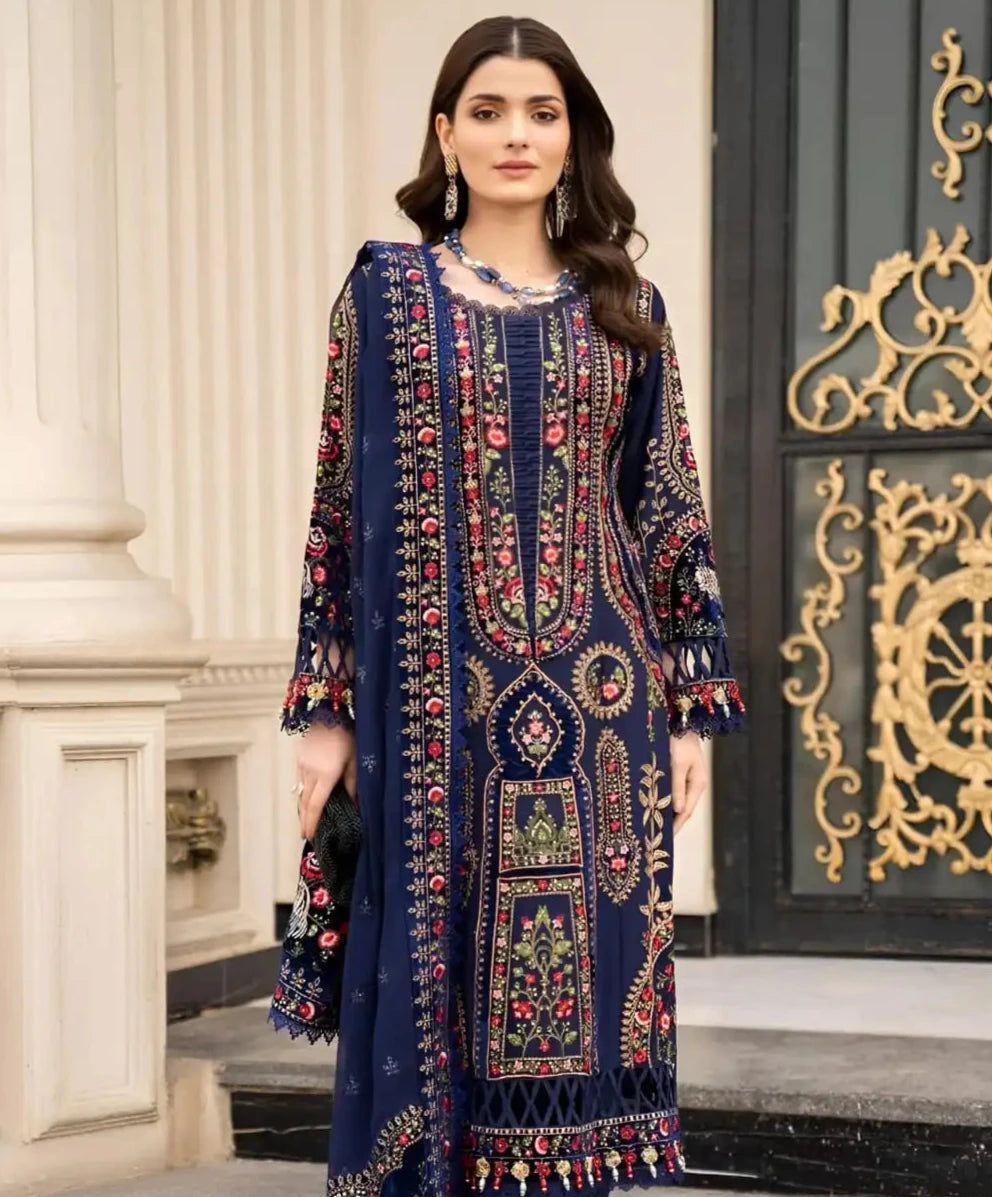 3 Pcs women's Unstitched suits