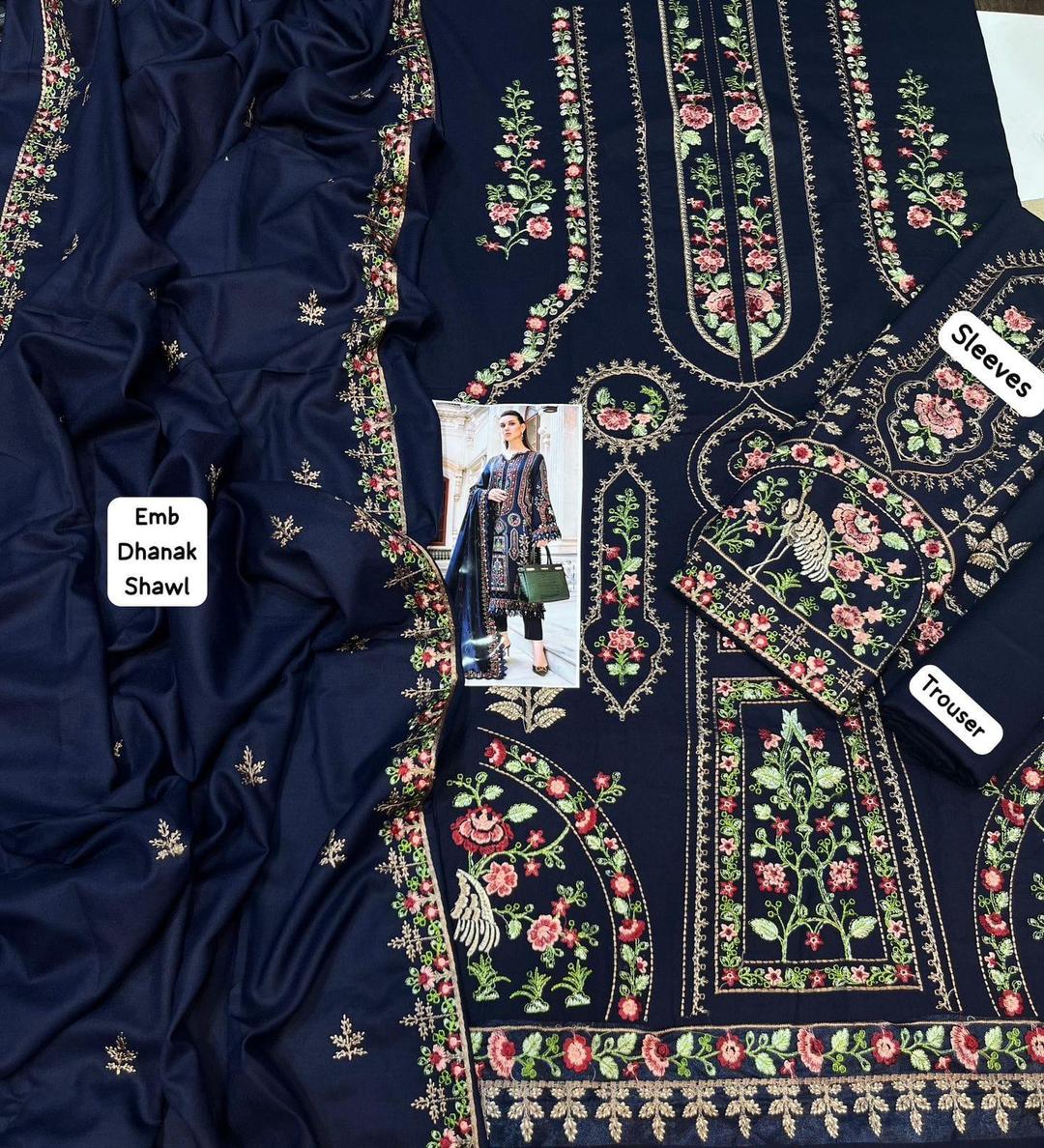 3 Pcs women's Unstitched suits