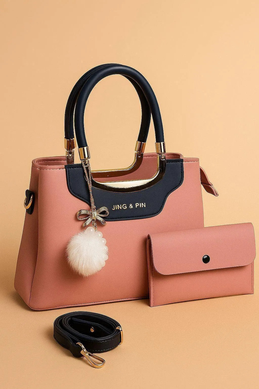 Girl's Leather Plain Hand Bag Set