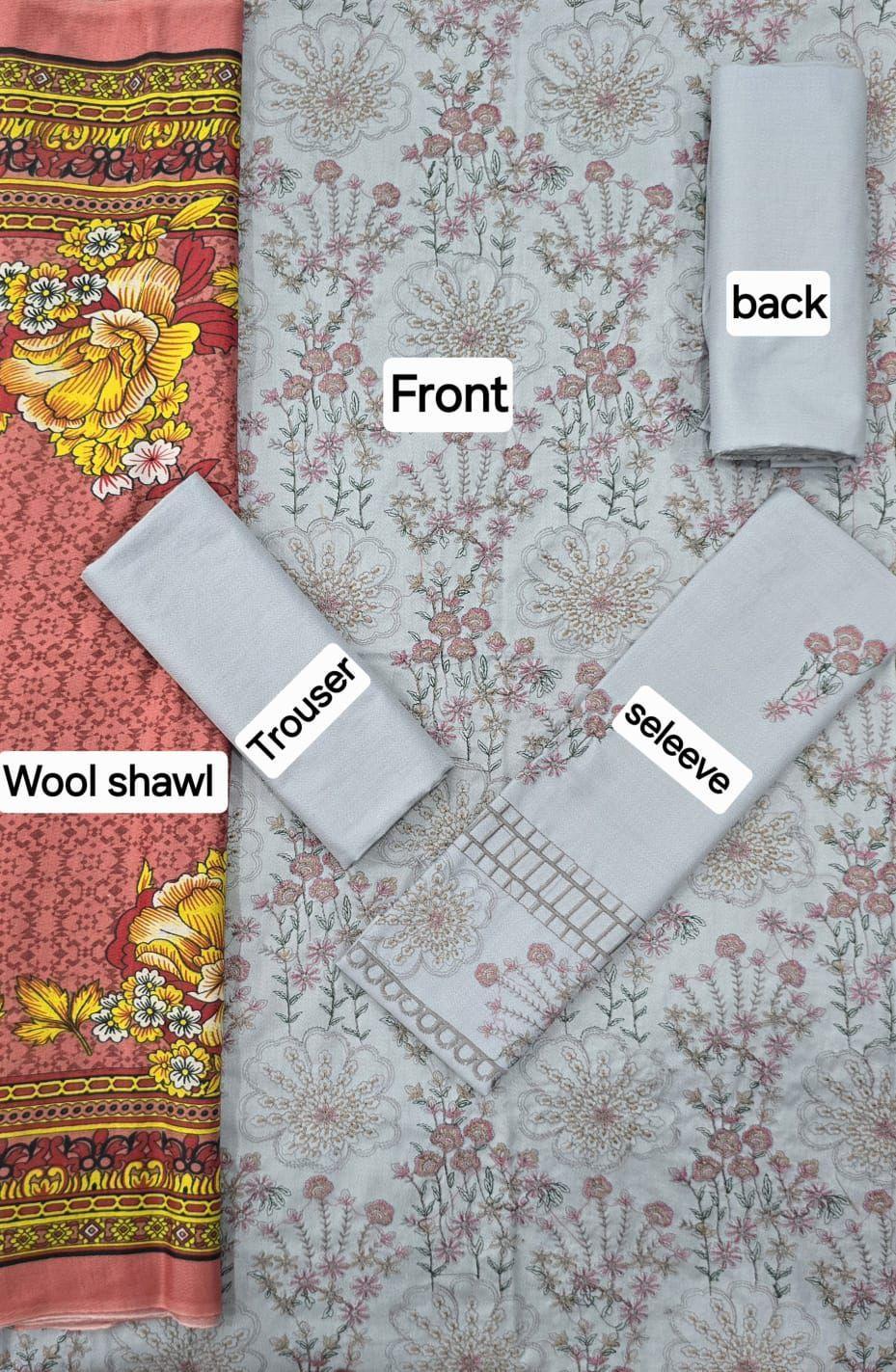 Woman's Winter 3 Pcs Unstitched suits